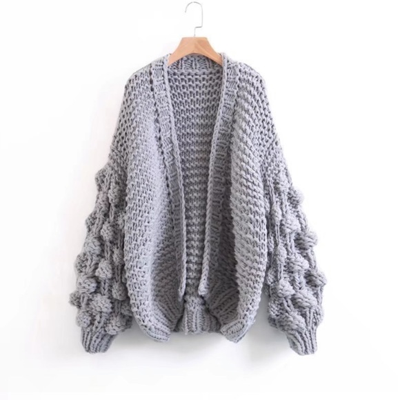 LAST ONE!!White Thick Knitted Long Sleeve Cardigan - Picture 8 of 16